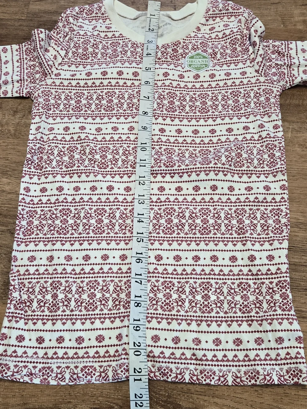 Kids Red Burts Bees Kids Long Sleeve Pajama Set Extra Large